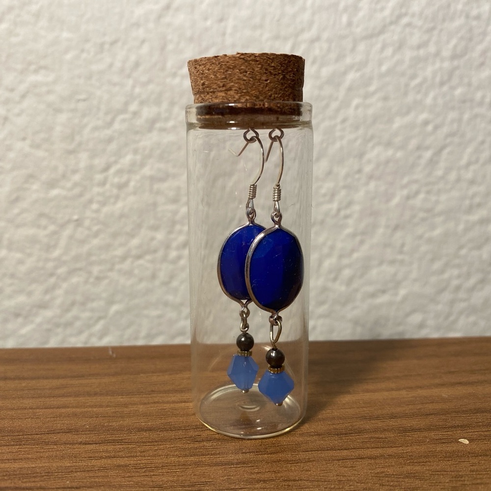 Handmade Blue Bead Earrings